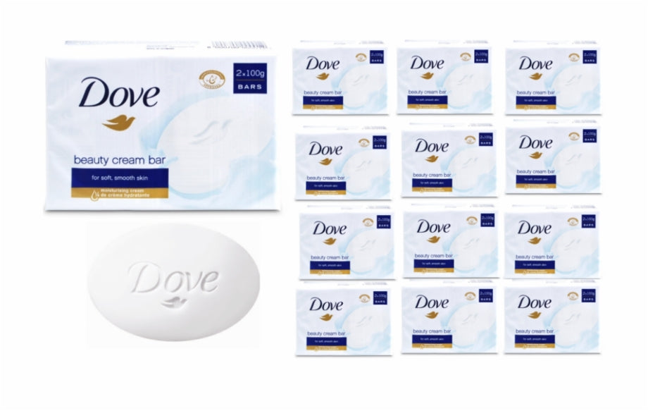 Dove Beauty Cream Bar Multipack - 4x90g Sulphate-Free Soap Bars With Moisturising Cream & Travel Tray