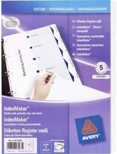 Avery IndexMaker (A4) Punched Dividers 5-Part 1810061