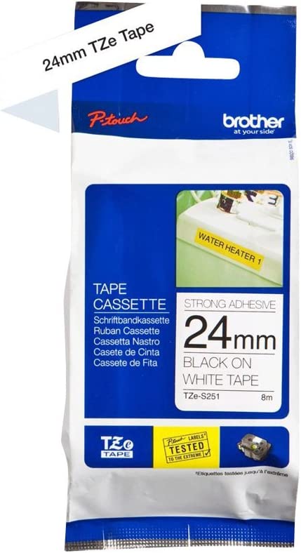 Brother Black on White TZe Labelling Tape 24mmx8m TZe-S251