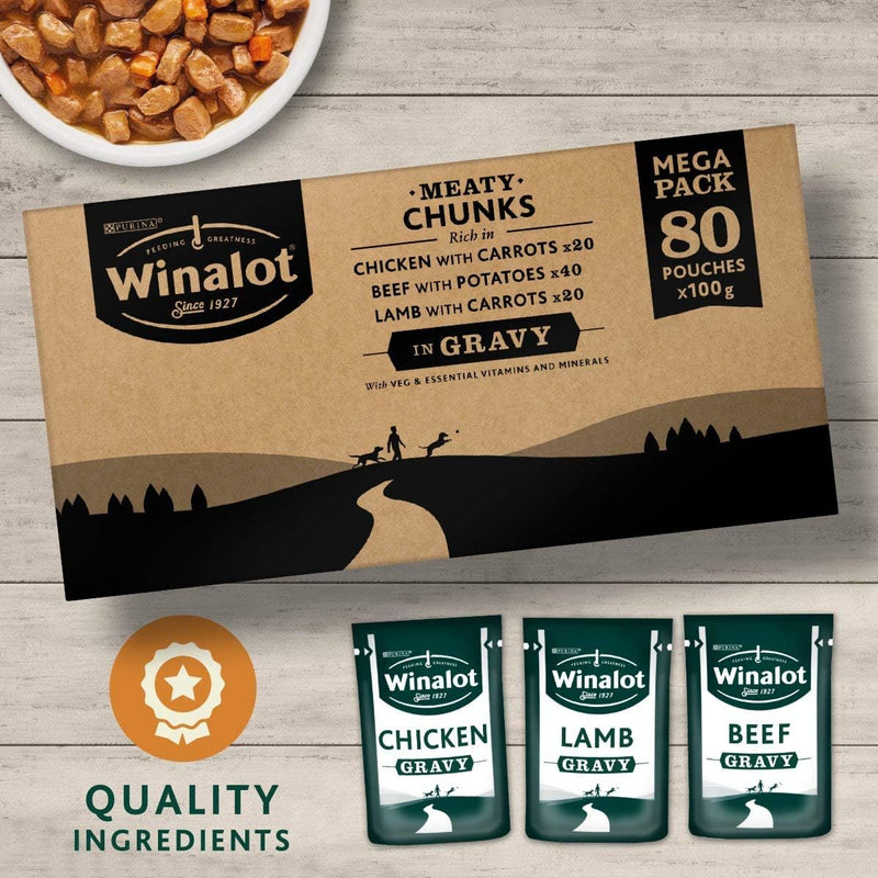Winalot Perfect Portions Wet Dog Food Meaty Chunks in Gravy 80 x 100g