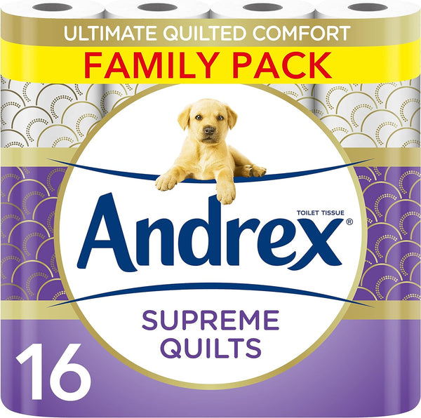 Andrex Supreme Quilts Toilet Tissue, Pack of 16