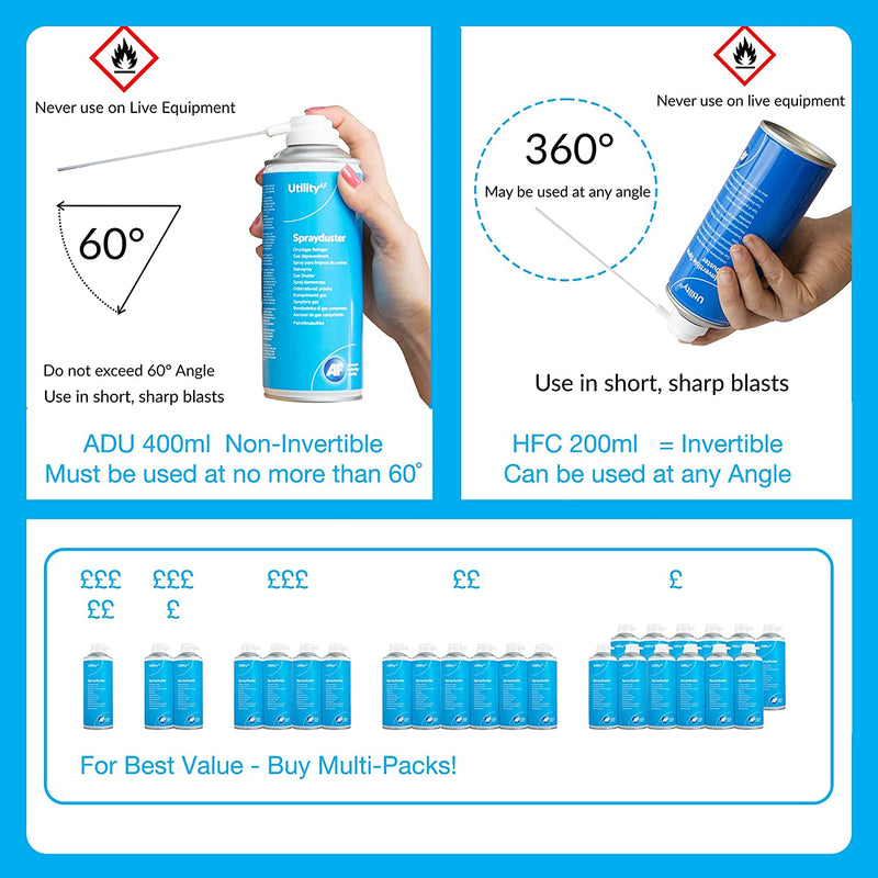 AF Utility Sprayduster / Air Duster Compressed Gas Can, HFC Free, Non-Invertible Removal of Dust and Debris