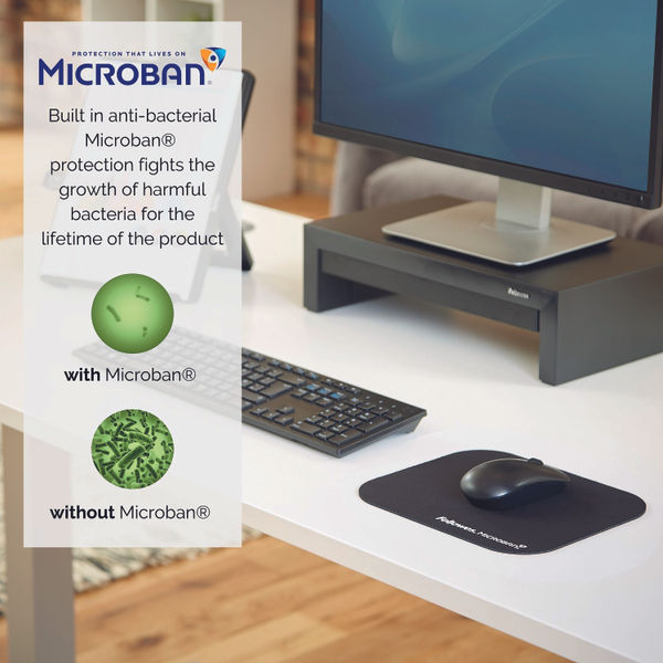Fellowes Microban Antibacterial Mouse Mat Black 5933905