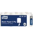 Tork 129107 Centrefeed Rolls White x 6's  2ply Paper for M2 System 429sheet/150m