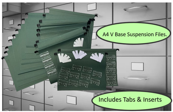 Cathedral A4 Suspension File Manilla V Base Green (Pack 10) Inc Tabs & Inserts