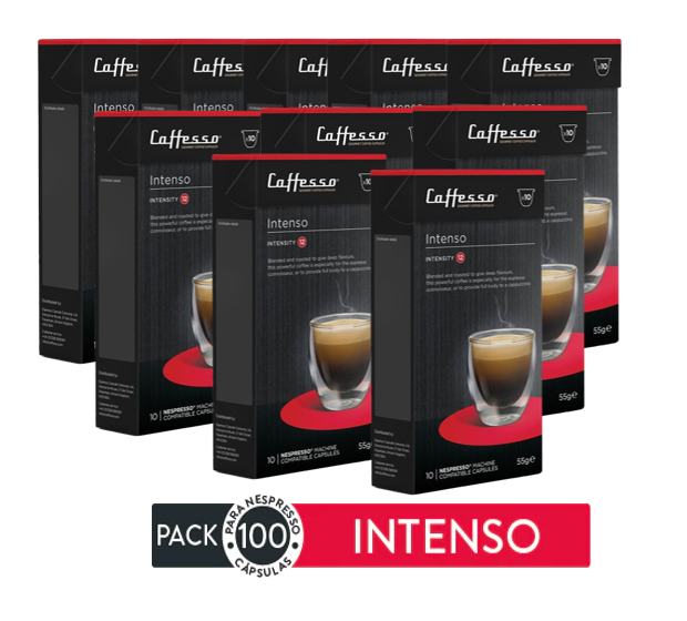 Nespresso Compatible Caffesso Coffee Pods 10-100's Flavour INTENSO Strength 12