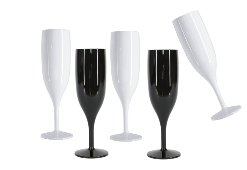 White plastic reusable champagne flutes deals