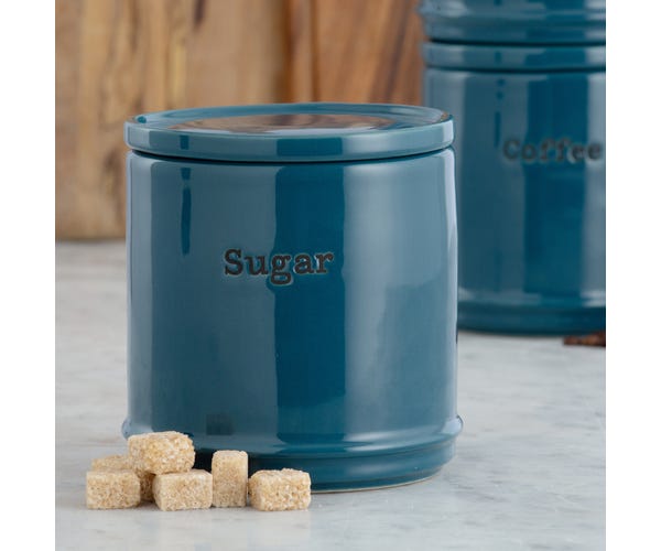 Accents Teal Tea/Coffee/Sugar Canisters 3 Set
