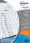 Avery Mylar Divider A-Z A4 Punched 150gsm White Card with White Mylar Tabs 05231061 - UK BUSINESS SUPPLIES