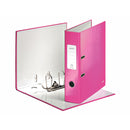 Leitz Wow Lever Arch File Laminated Paper on Board A4 80mm Spine Width Pink (Pack 10) 10050023 - UK BUSINESS SUPPLIES