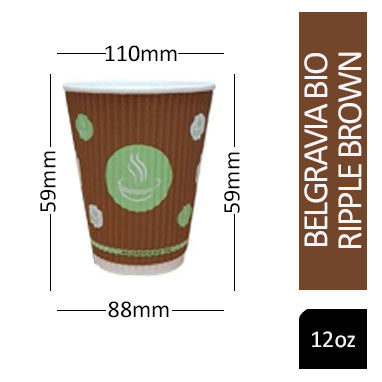 12oz Belgravia 100% Biodegradable Ripple Paper Cups 25's - UK BUSINESS SUPPLIES