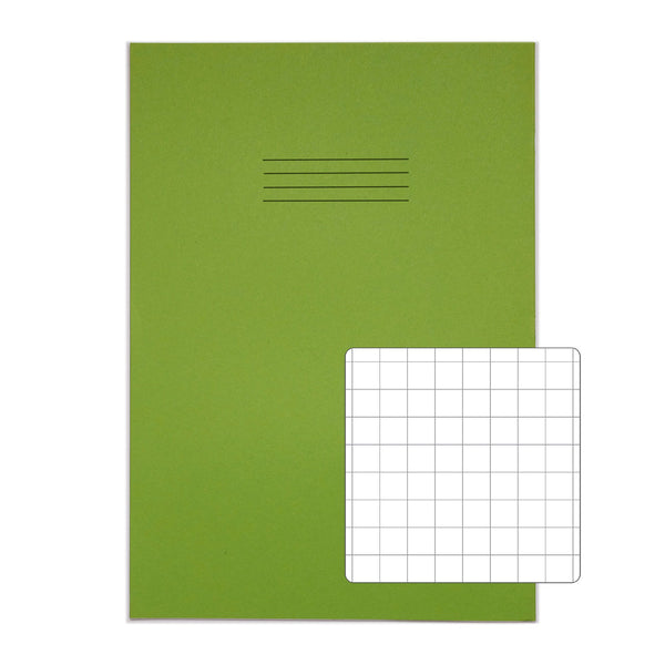 Rhino A4 Plus Exercise Book Green S10 Squared 80 (Pack 50) VDU080-328 - UK BUSINESS SUPPLIES