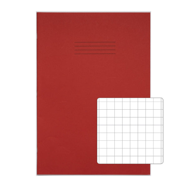Rhino A4 Plus Exercise Book Red S10 Squared 80 Page (Pack 50) VDU080-301 - UK BUSINESS SUPPLIES