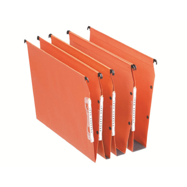 Esselte Orgarex A4 Lateral Suspension File Card V Base Orange (Pack 25) 21627 - UK BUSINESS SUPPLIES