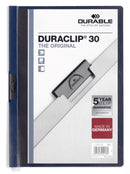 Durable Duraclip 30 Report File 3mm A4 Midnight Blue (Pack 25) 220028 - UK BUSINESS SUPPLIES