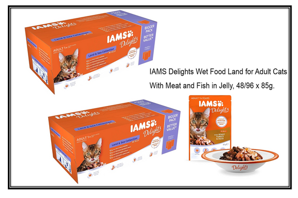 IAMS Delights Adult Cat Land & Sea Collection in Jelly 96 x 85g - UK BUSINESS SUPPLIES