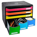 Exacompta Store Box Maxi 6 Drawer Set Open Black/Harlequin - 306798D - UK BUSINESS SUPPLIES