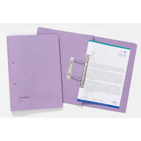 Guildhall Spring Transfer File Manilla Foolscap 285gsm Mauve (Pack 25) - 346-MVEZ - UK BUSINESS SUPPLIES