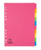Elba Bright Coloured Card Dividers A4 Multipunched 10 Part 400008300 - UK BUSINESS SUPPLIES