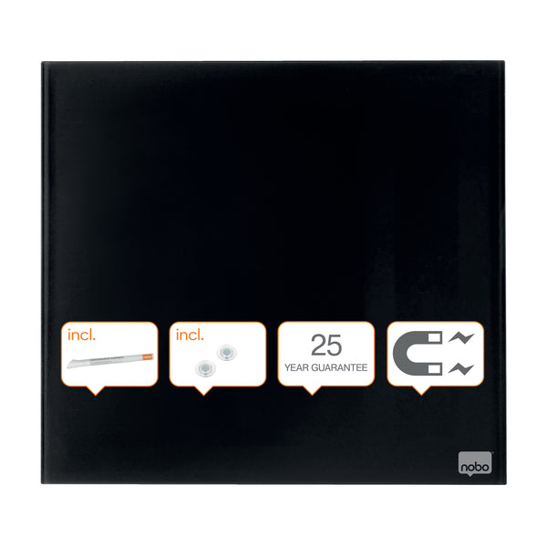 Nobo Magnetic Glass Whiteboard Tile 300x300mm Black 1903950 - UK BUSINESS SUPPLIES