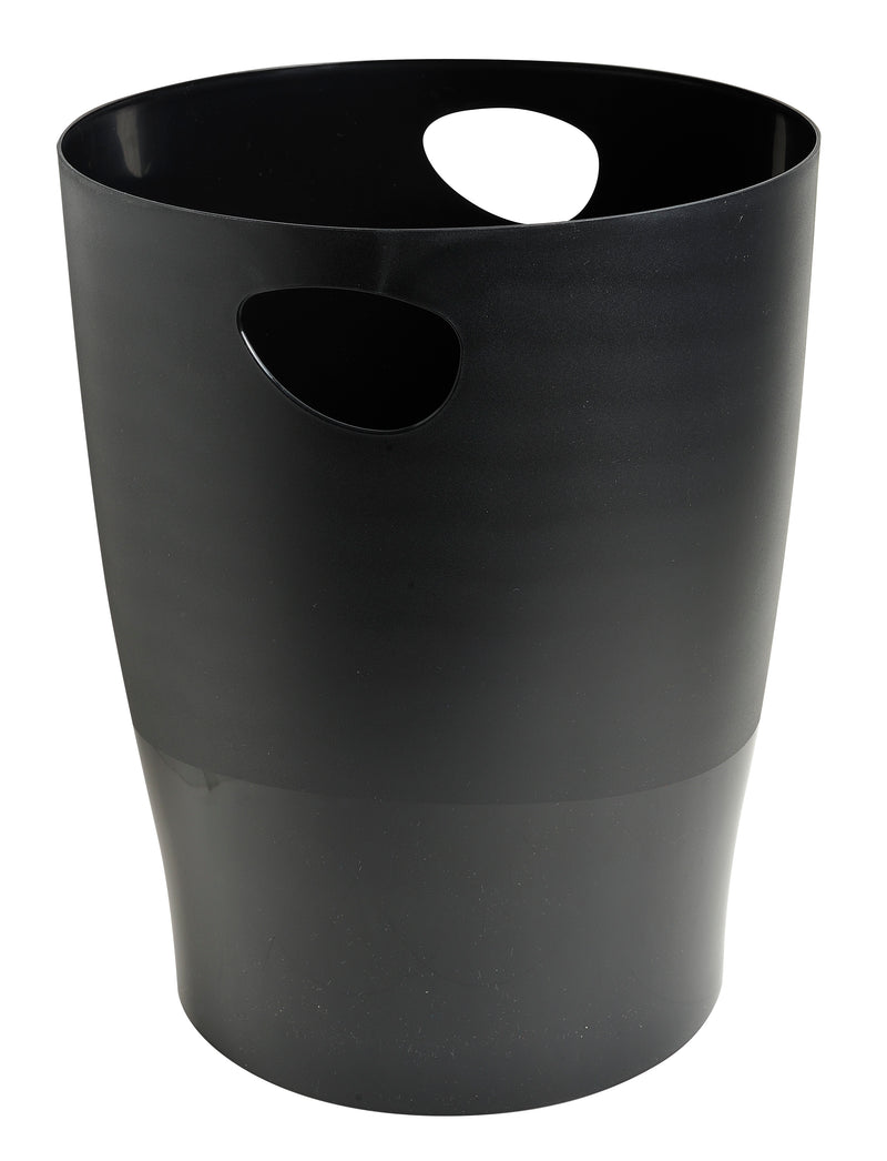 Exacompta Ecobin Waste Bin Plastic Round 15 Litre Black - 453014D - UK BUSINESS SUPPLIES