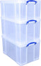 Really Useful Box 2x 84 Litre + 1x64 Litre Storage Box Clear, BP5181, (Pack of 3) - UK BUSINESS SUPPLIES