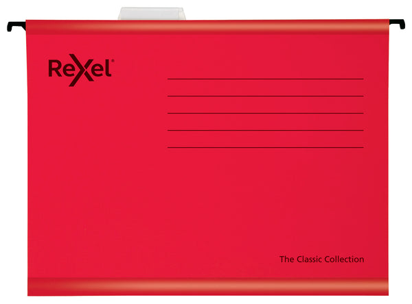 Rexel Classic A4 Suspension File Card 15mm V Base Red (Pack 25) 2115589 - UK BUSINESS SUPPLIES