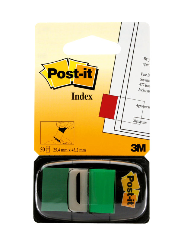 Post-it Index Flags Repositionable 25x43mm 12x50 Tabs Green (Pack 600) 7000029856 - UK BUSINESS SUPPLIES
