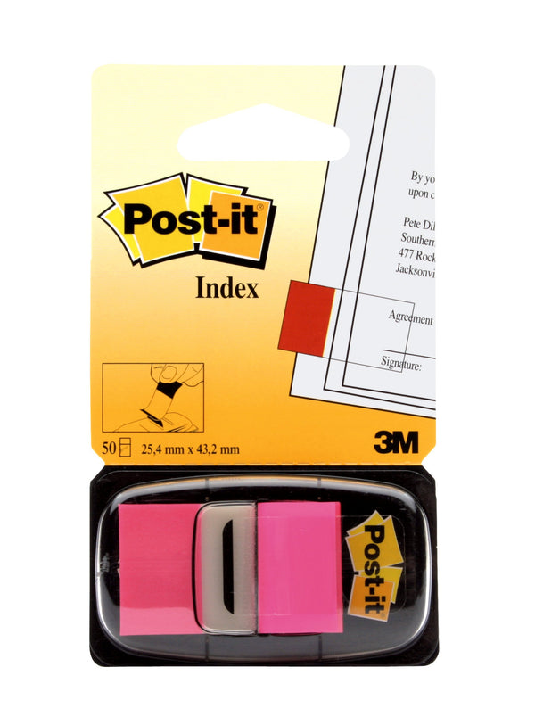 Post-it Index Flags Repositionable 25x43mm 12x50 Tabs Pink (Pack 600) 7100062569 - UK BUSINESS SUPPLIES