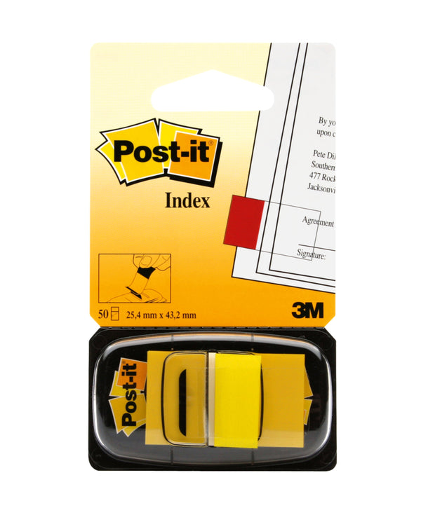 Post-it Index Flags Repositionable 25x43mm 12x50 Tabs Yellow (Pack 600) 7100102671 - UK BUSINESS SUPPLIES