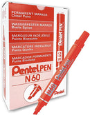 Pentel N60 Permanent Marker Chisel Tip Red (Pack of 12) N60 - UK BUSINESS SUPPLIES
