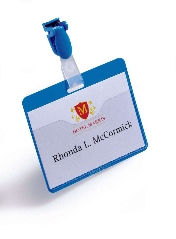 Durable Name Badge with Clip 60x90mm Blue (Pack 25) 810606 - UK BUSINESS SUPPLIES