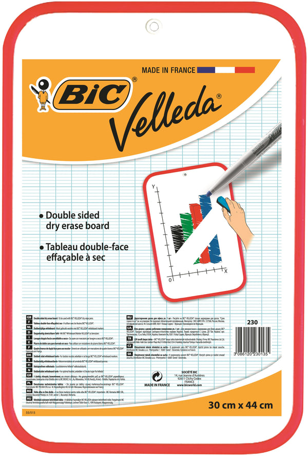Bic Velleda Whiteboard Double Sided Non Magnetic Red Plastic Frame 300x440mm - 812105 - UK BUSINESS SUPPLIES