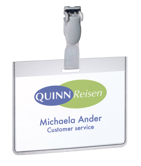 Durable Security Name Badge with Clip 60x90mm Clear (Pack 25) 814319 - UK BUSINESS SUPPLIES