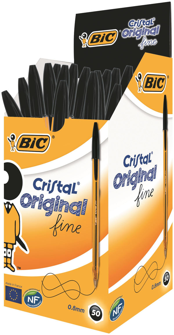 Bic Orange Ballpoint Pen 0.8mm Tip 0.30mm Line Black (Pack 50) - 872731 - UK BUSINESS SUPPLIES