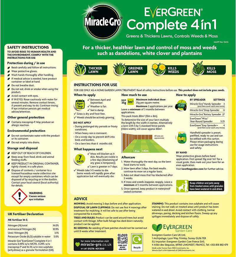 Miracle-Gro Evergreen Complete 4in1 80m2 - UK BUSINESS SUPPLIES
