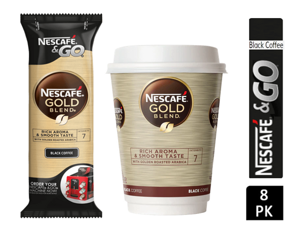 Nescafe &Go! Gold Blend Black Cups 8 x 12oz Cups - UK BUSINESS SUPPLIES