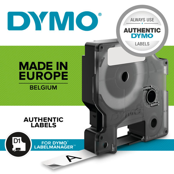 Dymo 45013 D1 LabelMaker Tape 12mm x 7m Black on White S0720530 - UK BUSINESS SUPPLIES