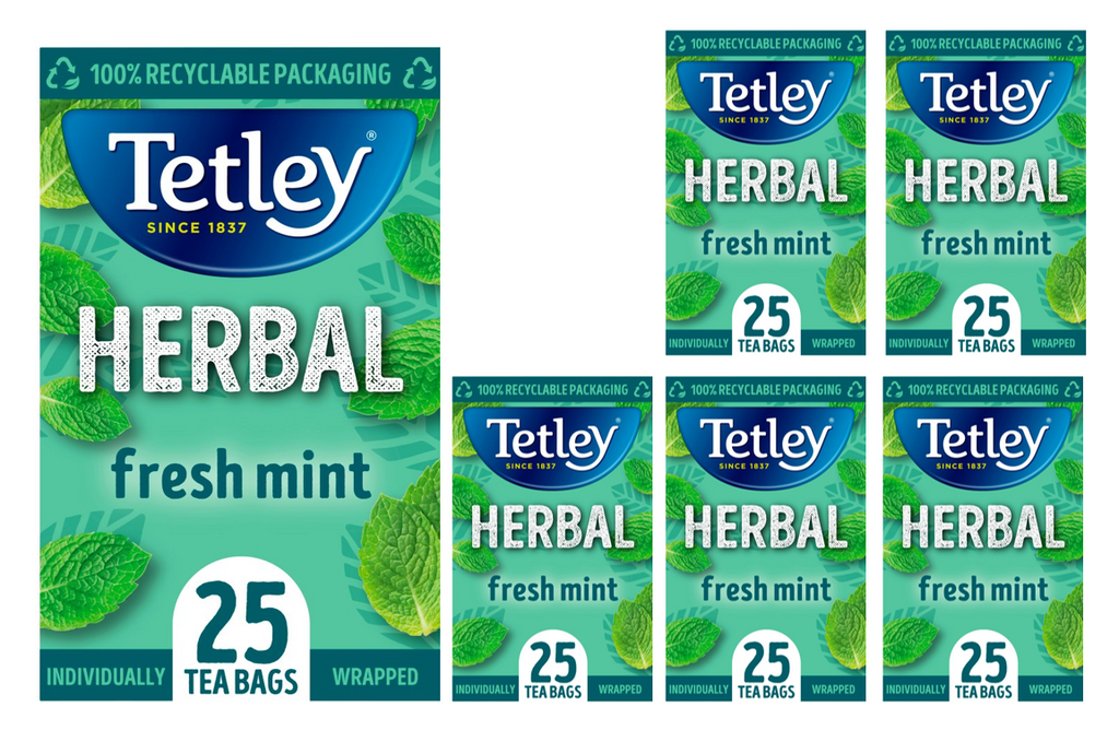Tetley Herbal Fresh Mint Compostable Envelope Tea Bags 25's UK