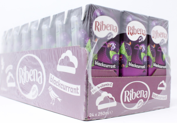 Ribena Blackcurrant Juice Kid Party Vitamin C Flavour Fruit Carton Pack 24x250ml - UK BUSINESS SUPPLIES