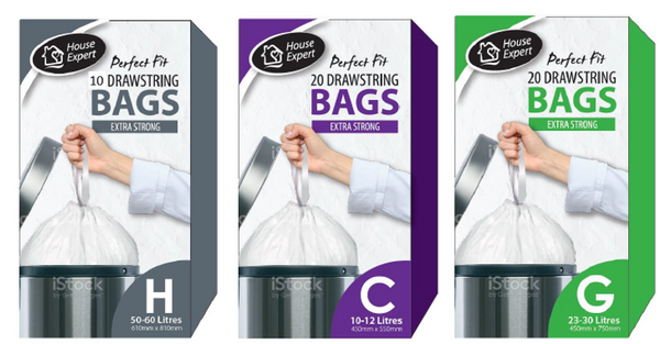 Perfect Fit Peddle Bin Liners Size H 50-60L, White, 10 Pack. - UK BUSINESS SUPPLIES