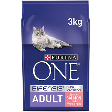 Purina ONE Adult Dry Cat Food Salmon & Wholegrain 3kg - UK BUSINESS SUPPLIES