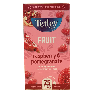 Tetley Raspberry and Pomegranate Tea Bags (Pack of 25) 1580A - UK BUSINESS SUPPLIES