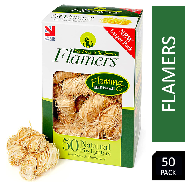 Flamers 50's Natural Stove-Barbecue BBQ or Firelighters New Larger 50-500Pack - UK BUSINESS SUPPLIES