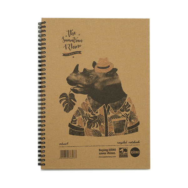 Save The Rhino Recycled Twinwire Hardback Notebook A4 160 Pages (Pack 5) SRTWA4 - UK BUSINESS SUPPLIES