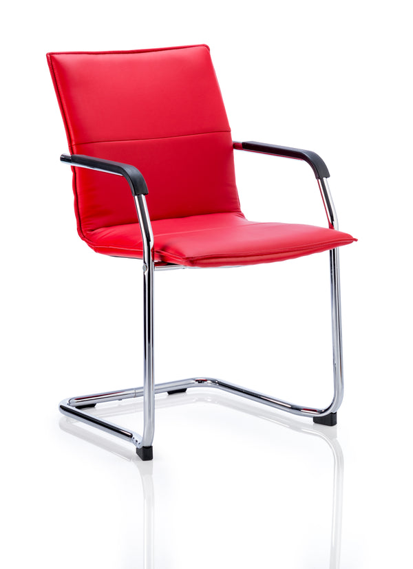 Echo Cantilever Chair Red Soft Bonded Leather BR000037 - UK BUSINESS SUPPLIES