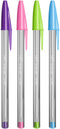 Bic Cristal Fun Ballpoint Pen 1.6mm Tip 0.42mm Line Lime Green/Pink/Purple/Turquoise (Pack 20) - 895793 - UK BUSINESS SUPPLIES