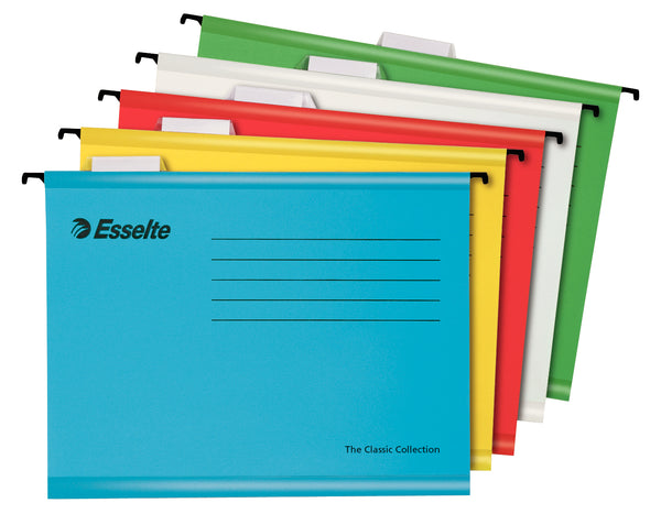 Esselte Pendaflex A4 Reinforced Suspension File Card V Base Assorted Colours (Pack 10) 93042 - UK BUSINESS SUPPLIES
