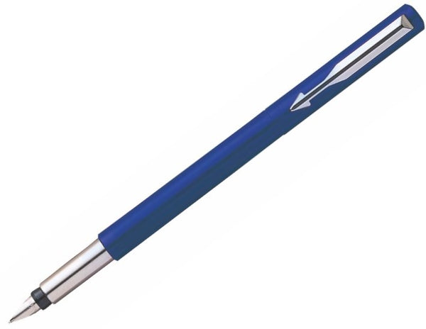 Parker Vector Fountain Pen Blue/Stainless Steel Barrel Blue Ink - S0881011 - UK BUSINESS SUPPLIES