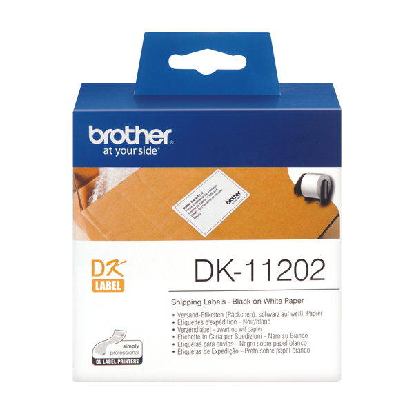 Brother Black On White Shipping Label Roll 62mm x 100mm 300 labels - DK11202 - UK BUSINESS SUPPLIES